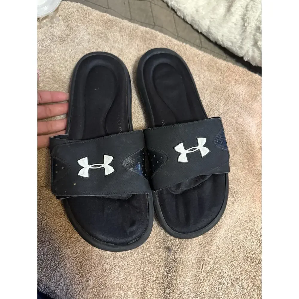 Under Armour Men's Black Slide Sandals Logo Slip-On US 8 UK 7